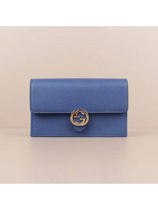 Luxury Gucci Trending 2025 Interlocking GG Strap Chain Cross Bag Blue
