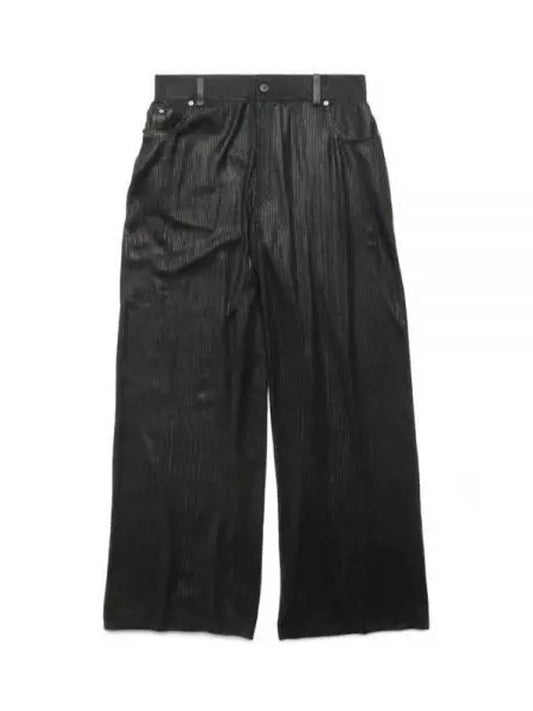 Luxury Balenciaga Cotton High Waist Transparent Wide Pants Black