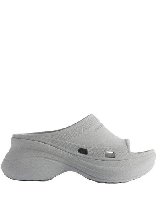 Luxury Balenciaga Pool Platform Slipper Grey