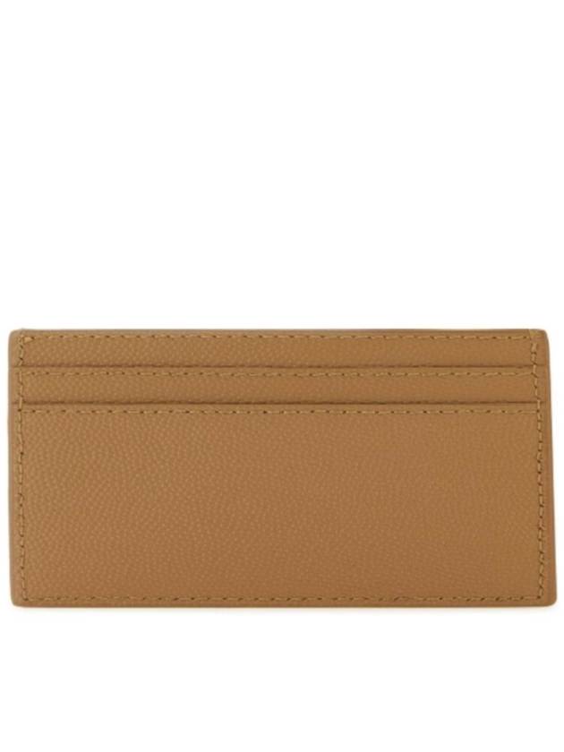 Luxury Saint Laurent Logo Detail Calfskin Card Wallet Teakwood