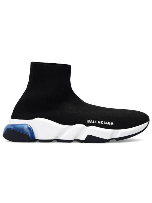 Luxury Balenciaga Speed Trainer Clear Sole High Top Sneakers  Blue Black