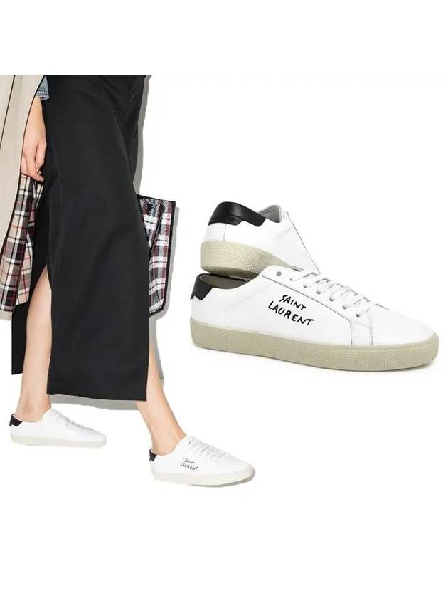Luxury Saint Laurent Court Classic Embroidered Low Top Sneakers White