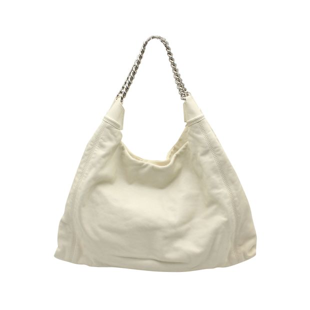 Luxury Chanel Vintage Ivory Leather "Cc" Tote 2008-2009