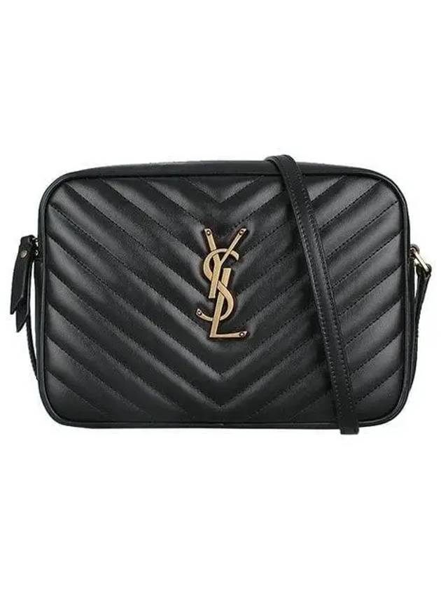 Luxury Saint Laurent Lou Logo Quilting Cross Bag Black