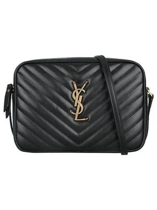 Luxury Saint Laurent Lou Logo Quilting Cross Bag Black
