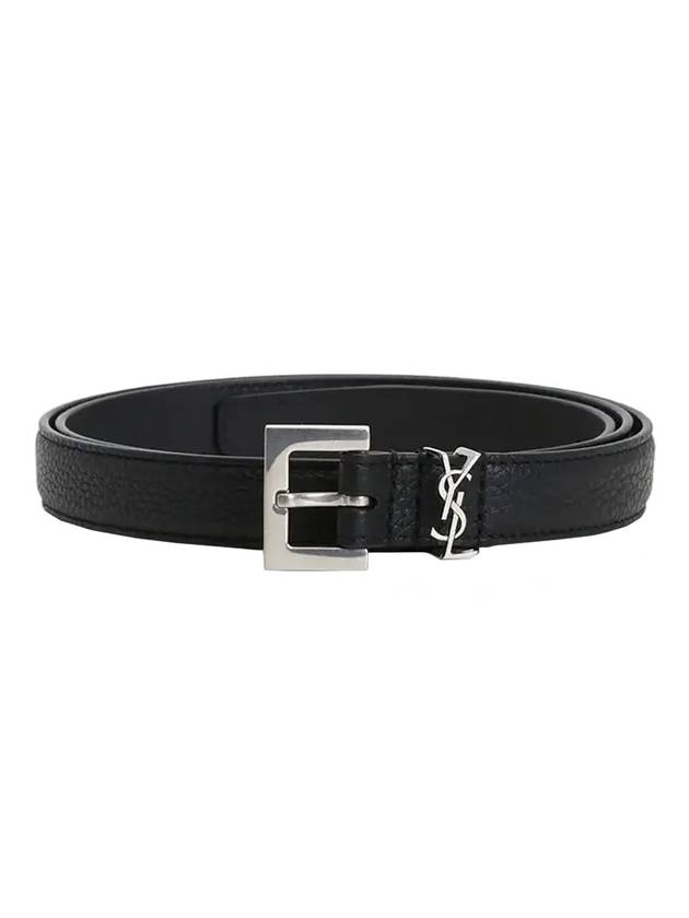 Luxury Saint Laurent Men's Monogram Grain Belt Black
