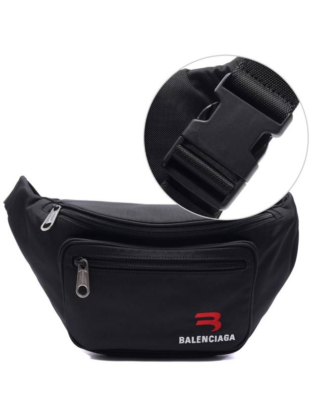 Luxury Balenciaga Explorer Logo Canvas Belt Bag Black