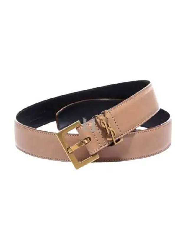 Luxury Saint Laurent Monogram Logo Belt Beige