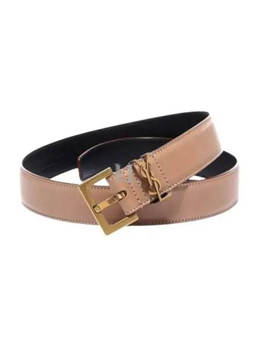Luxury Saint Laurent Monogram Logo Belt Beige