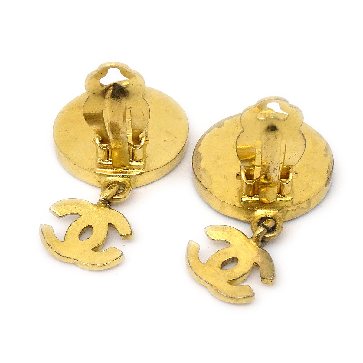 Luxury Chanel Earrings Clip-On Pearl Gold 95A