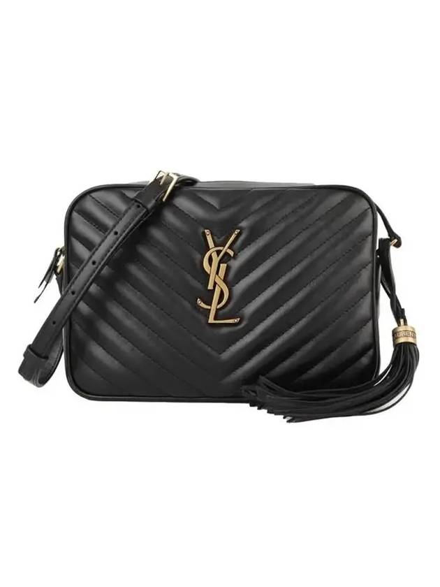 Luxury Saint Laurent Gold Roux Camera Medium Cross Bag Black