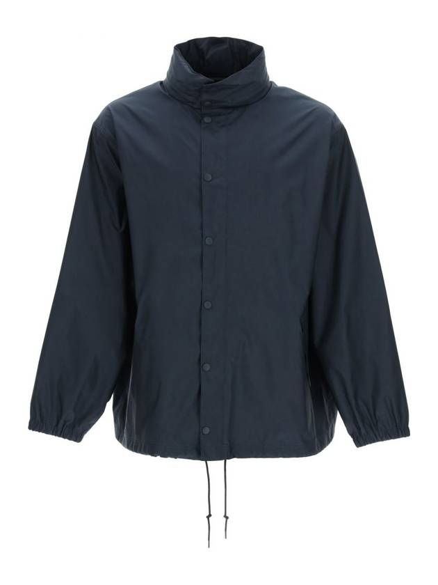 Luxury Balenciaga Language Logo Nylon Raincoat Navy