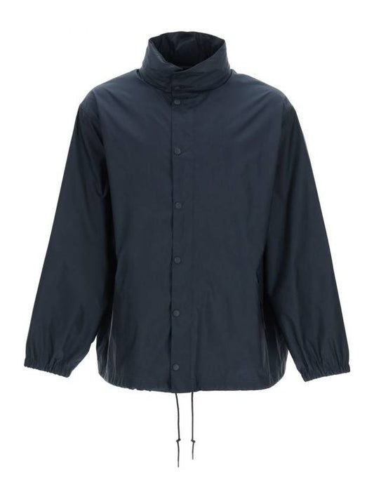 Luxury Balenciaga Language Logo Nylon Raincoat Navy