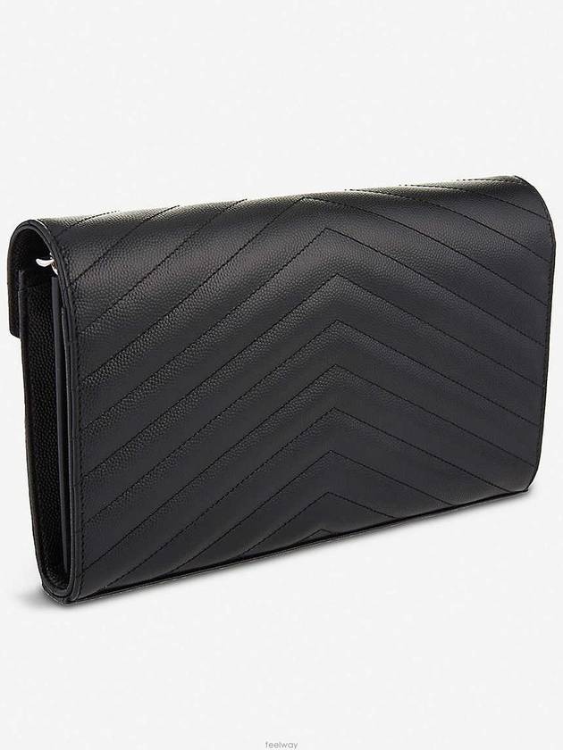 Luxury Saint Laurent Cassandre Matelasse Chain Cross Bag In Grain de Poudre Embossed Leather Black