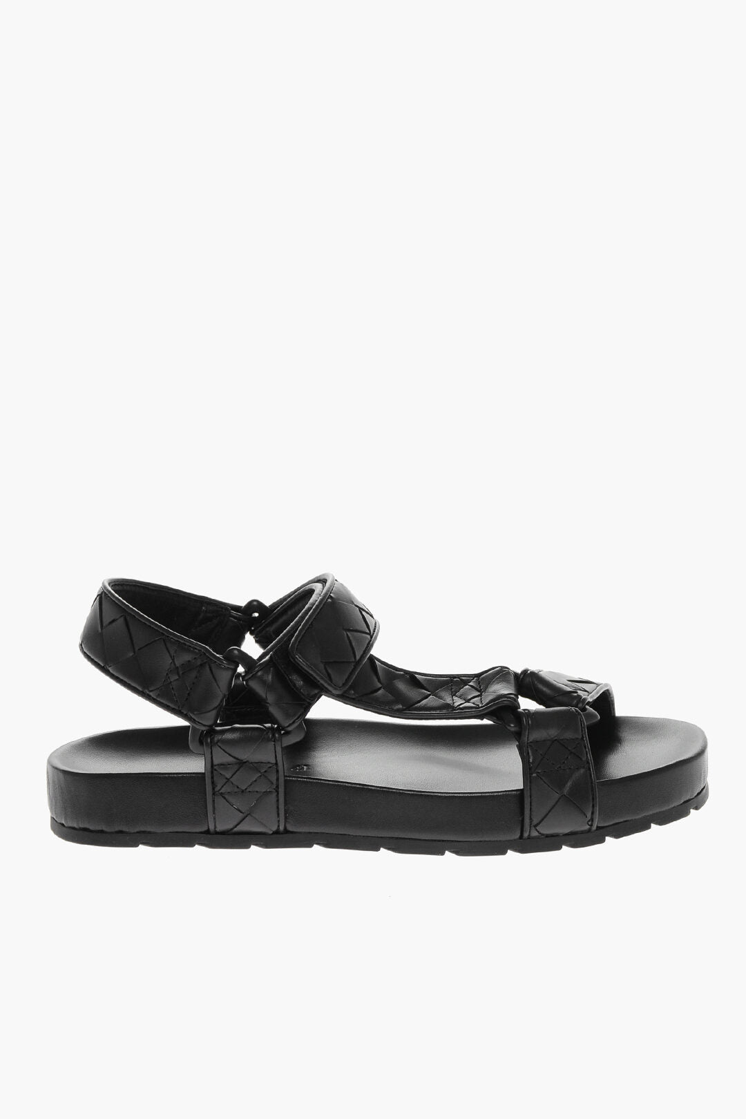 Luxury Bottega Veneta Braided Leather Sandals With Touch Strap Closure