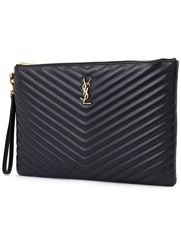 Luxury Saint Laurent Matelasse Leather Document Holder Black
