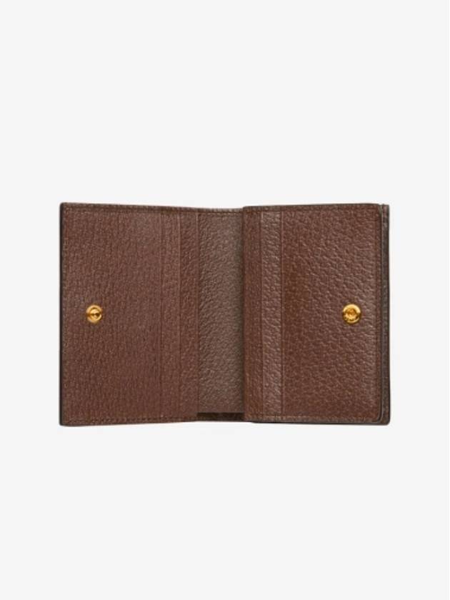 Luxury Gucci Trending 2025 Ophidia GG Supreme Zipper Half Wallet Beige Brown