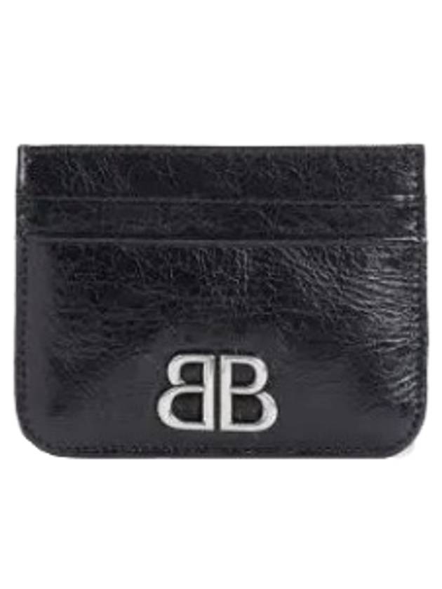 Luxury Balenciaga BB Logo Card Wallet Black