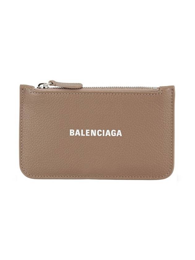 Luxury Balenciaga Logo Zipper Long Card Wallet Brown