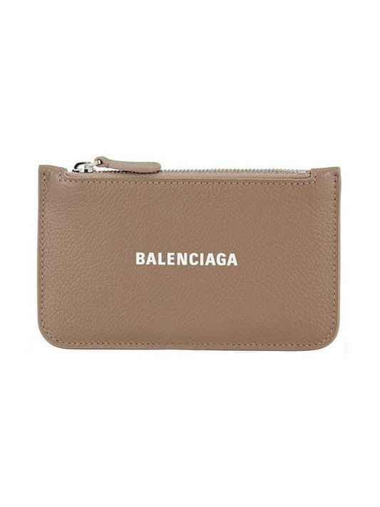 Luxury Balenciaga Logo Zipper Long Card Wallet Brown