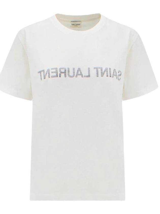 Luxury Saint Laurent Reverse Short Sleeve T-Shirt Nature Et Noir