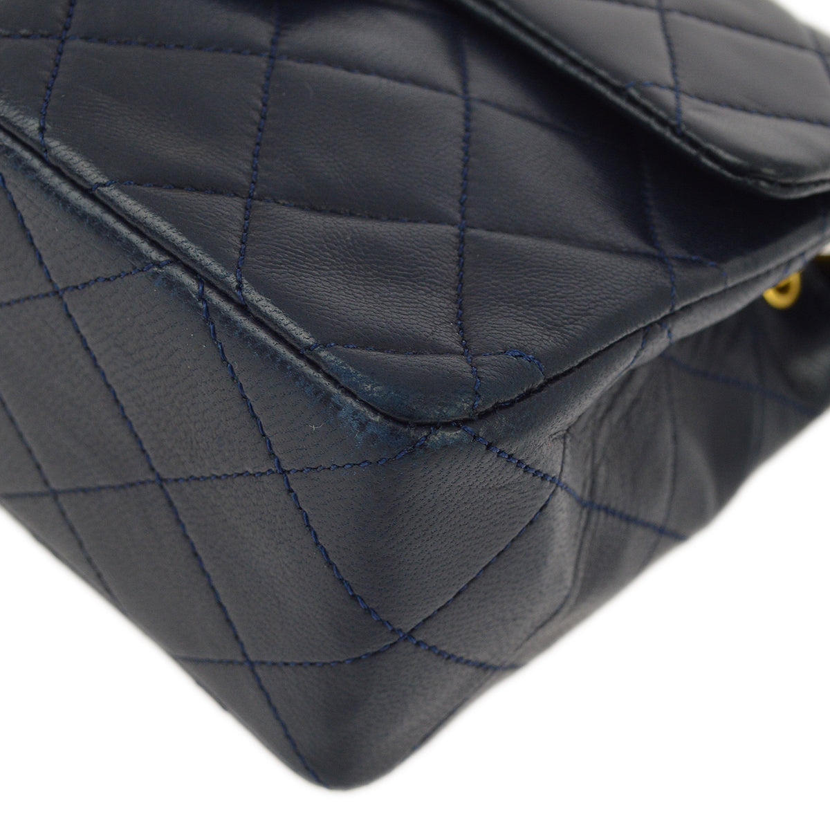 Chanel Navy Lambskin Mini Classic Square Flap Shoulder Bag 17