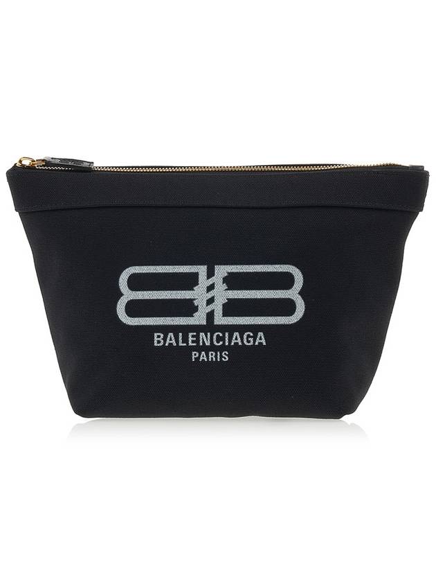 Luxury Balenciaga Logo Print Jumbo Pouch Bag Black