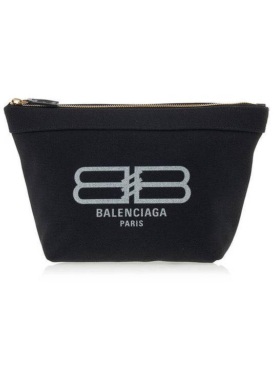 Luxury Balenciaga Logo Print Jumbo Pouch Bag Black