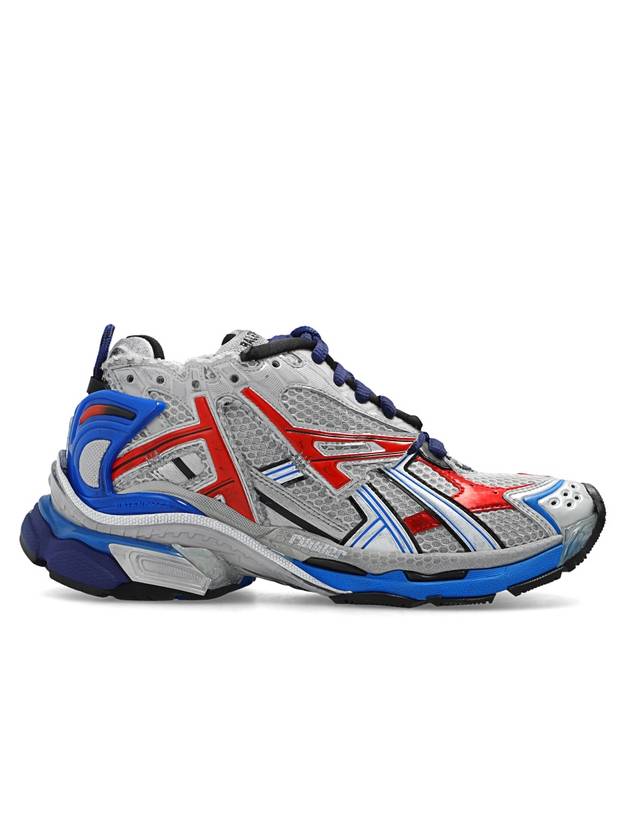 Luxury Balenciaga Effect Mesh Runner Low Top Sneakers Grey Blue