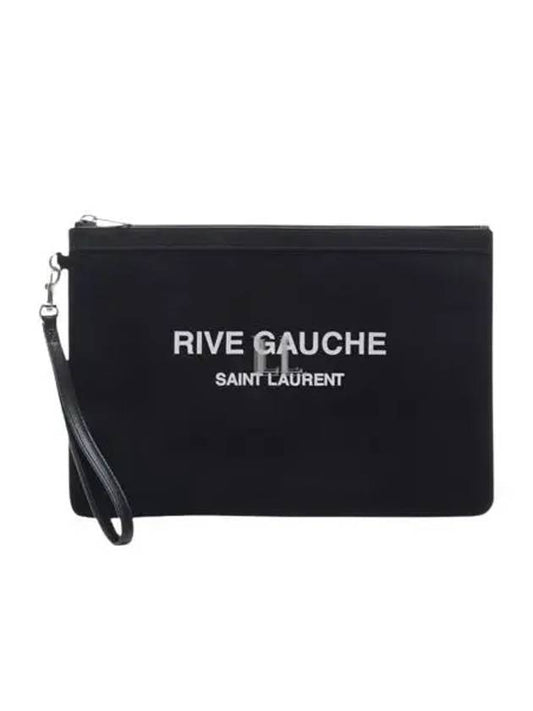 Luxury Saint Laurent Rive Gauche Zipper Strap Clutch Bag Black