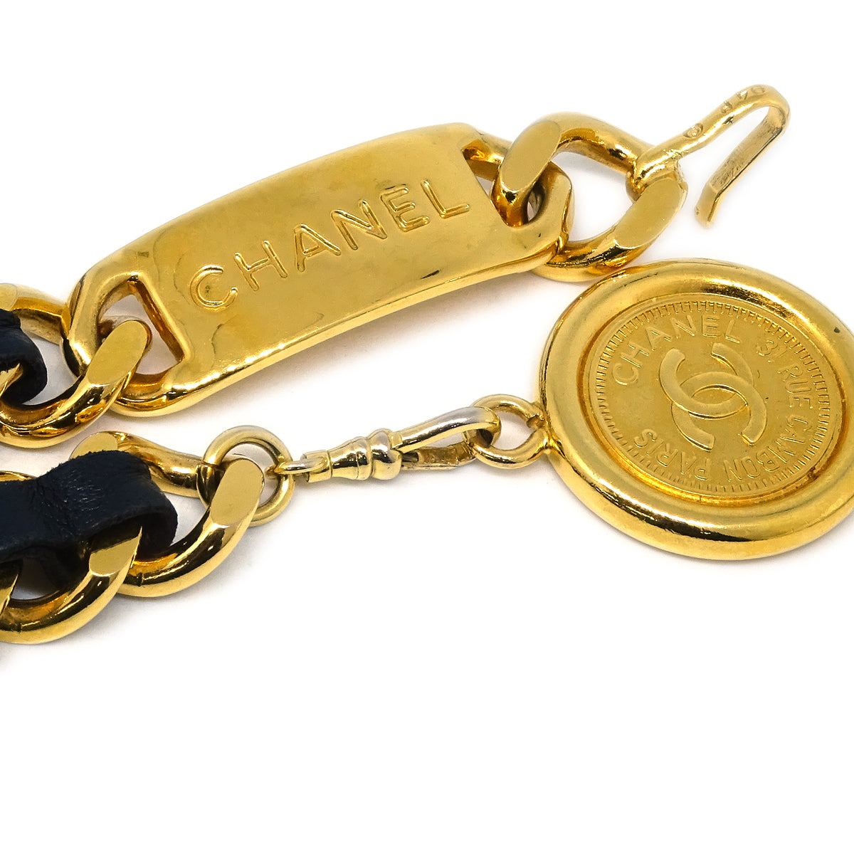 Chanel Medallion Chain Belt Black 94P Small New