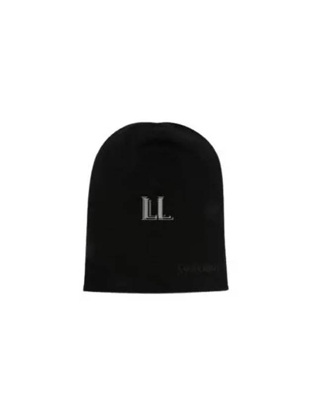 Luxury Saint Laurent Logo Embroidered Cashmere Beanie Black