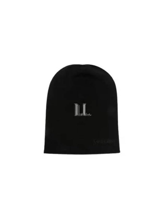Luxury Saint Laurent Logo Embroidered Cashmere Beanie Black