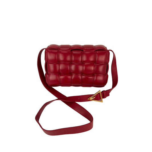 Luxury Bottega Veneta Red Nappa Maxi Intreccio Padded Cassette Crossbody Bag