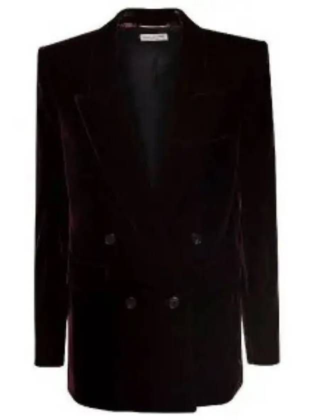 Luxury Saint Laurent Double Breasted Velvet Jacket Red