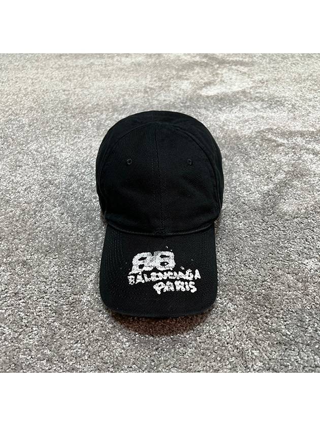 Luxury Balenciaga Hand Draw BB Icon Ball Cap Black
