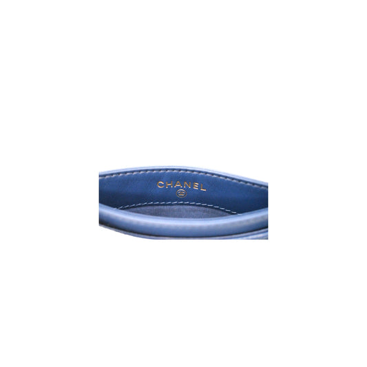 Luxury Chanel bag 19 Quilted Goatskin Card Holder Dark Blue