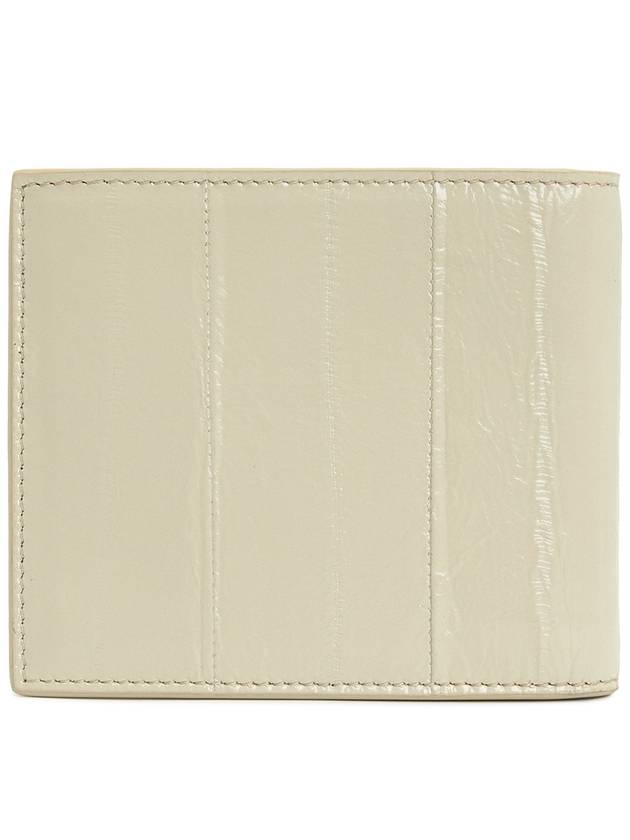 Luxury Saint Laurent Texture Leather Half Wallet Beige