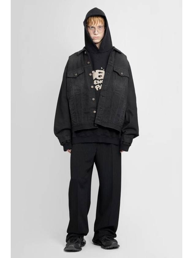 Luxury Balenciaga Political Campaign Logo Oversized Denim Jacket Black