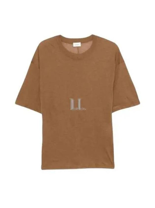 Luxury Saint Laurent Crew Neck Cotton Short Sleeve T-Shirt Brown
