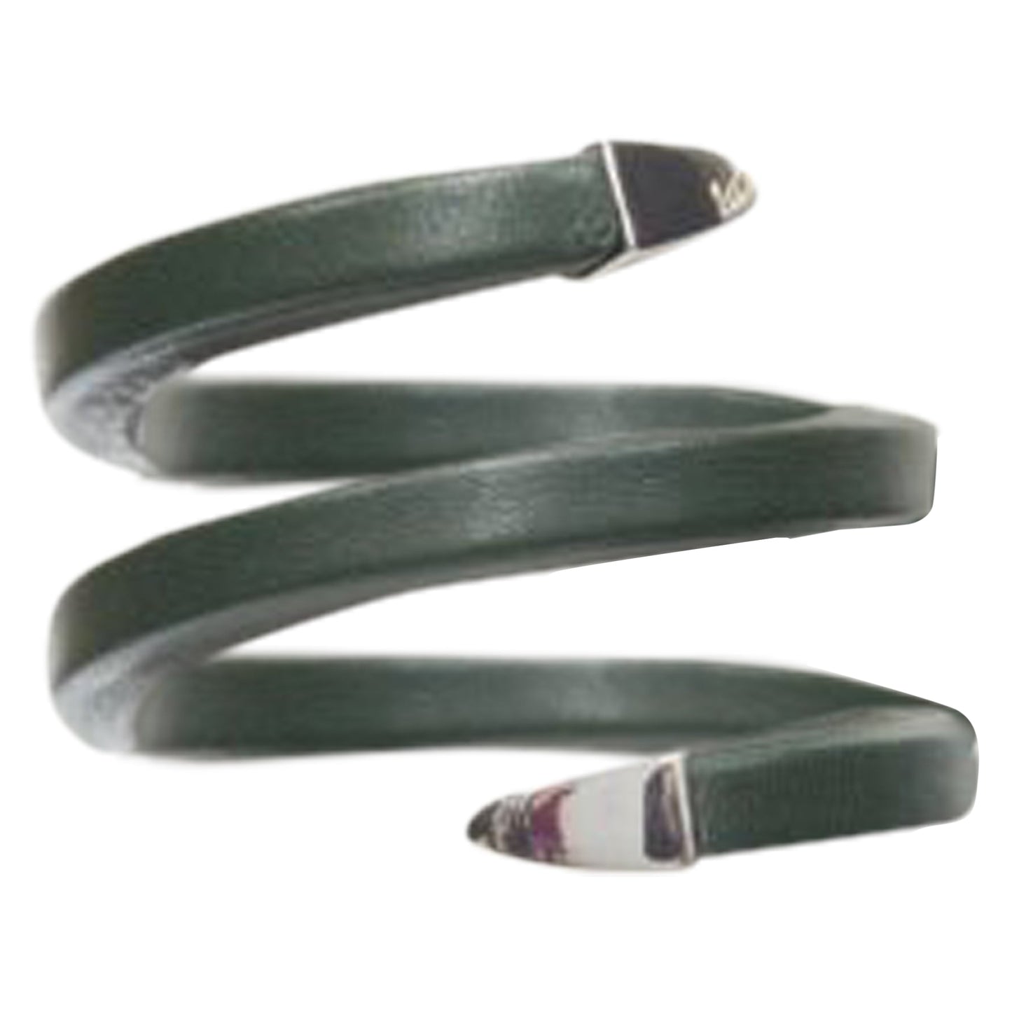 Luxury Bottega Veneta Spiral Coil forest leather cuff bracelet