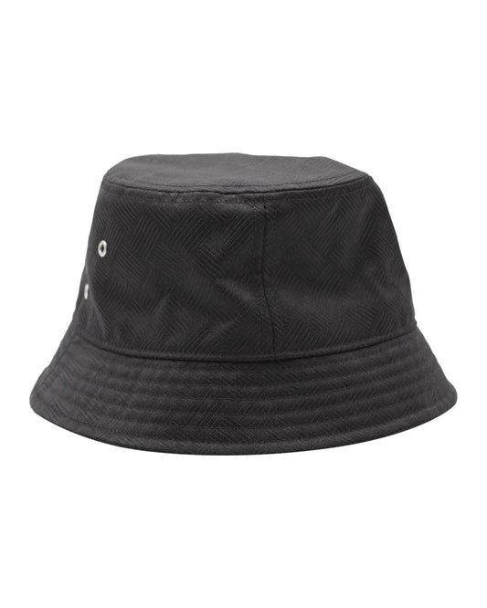 Luxury Bottega Veneta Intrecciato Effect Bucket Hat in Black Polyamide