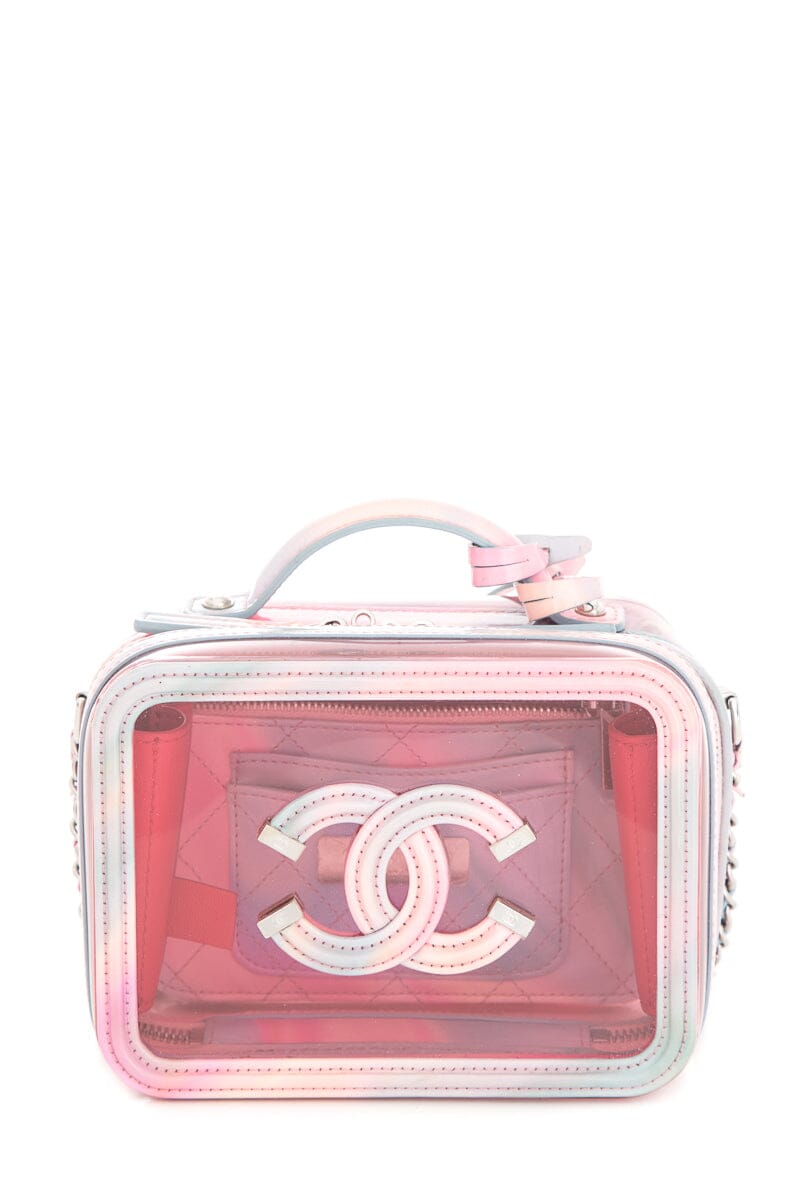 Luxury Chanel 2020 Pink PVC Patent Calfskin Small CC Vanity Case Handbag