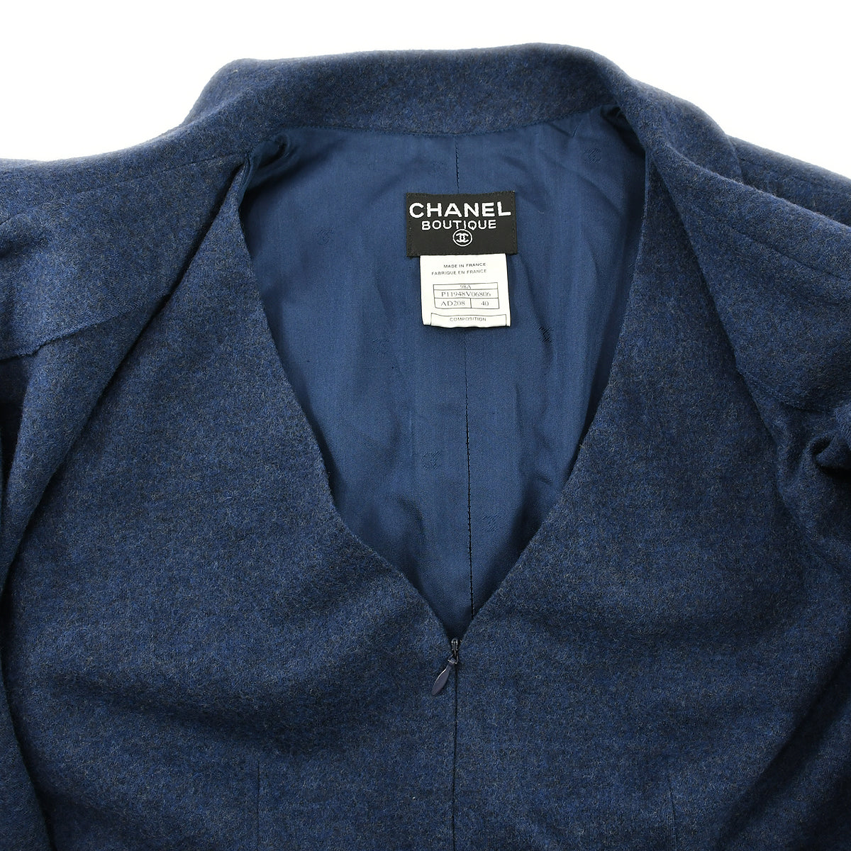 Luxury Chanel Coat Dress Blue 98A #40