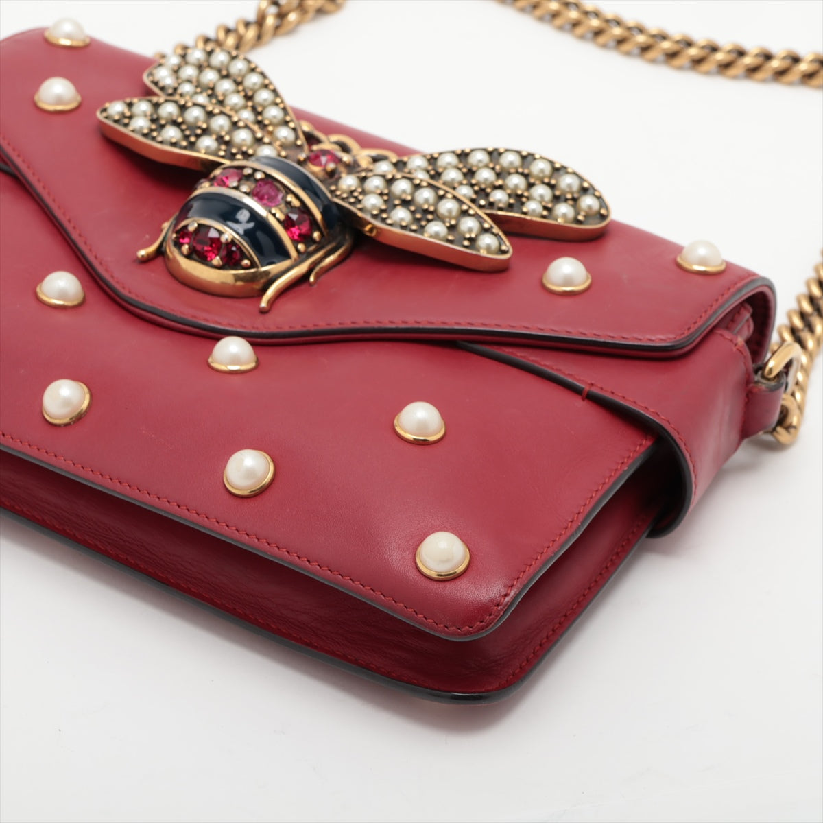Luxury Gucci Trending 2025 Broadway Shoulder Bag in Leather Red 453778
