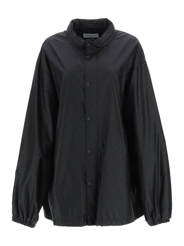 Luxury Balenciaga Men's All-Over Logo Rain Jacket Black
