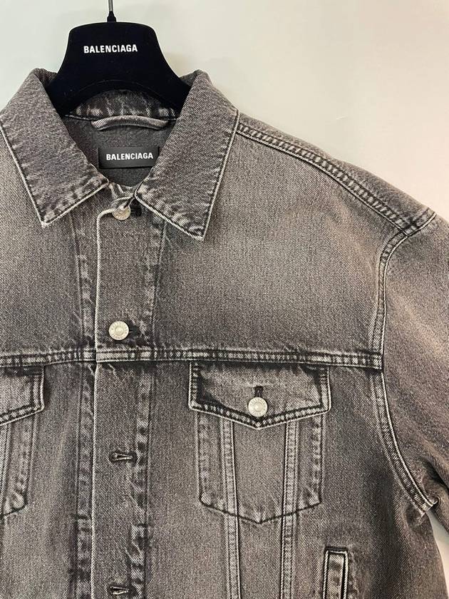 Luxury Balenciaga Notre Dame Print Denim Jacket Black