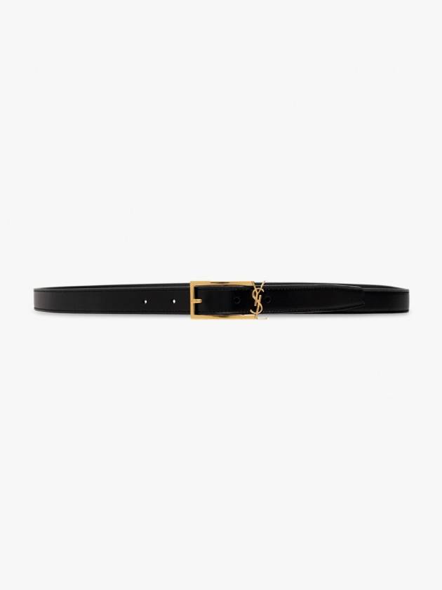 Luxury Saint Laurent Logo Leather Belt Black