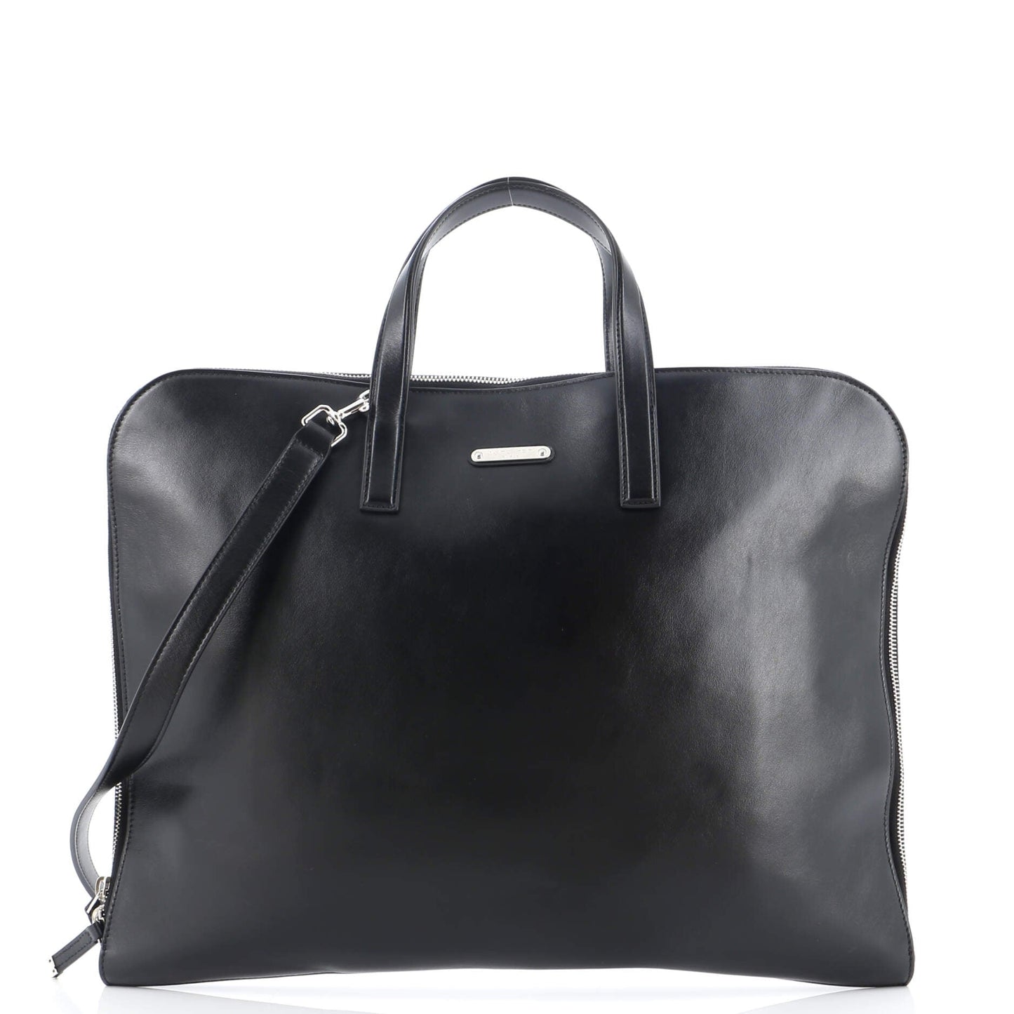Luxury Saint Laurent Zip Around Convertible Flat Briefcase Leather