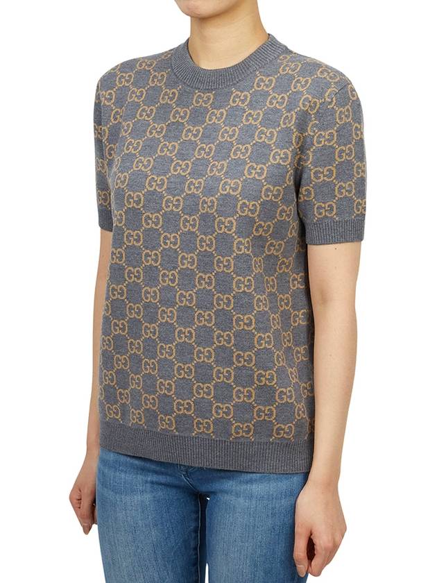 Luxury Gucci Trending 2025 Reversible GG Jacquard Wool Knit Top Brown Grey